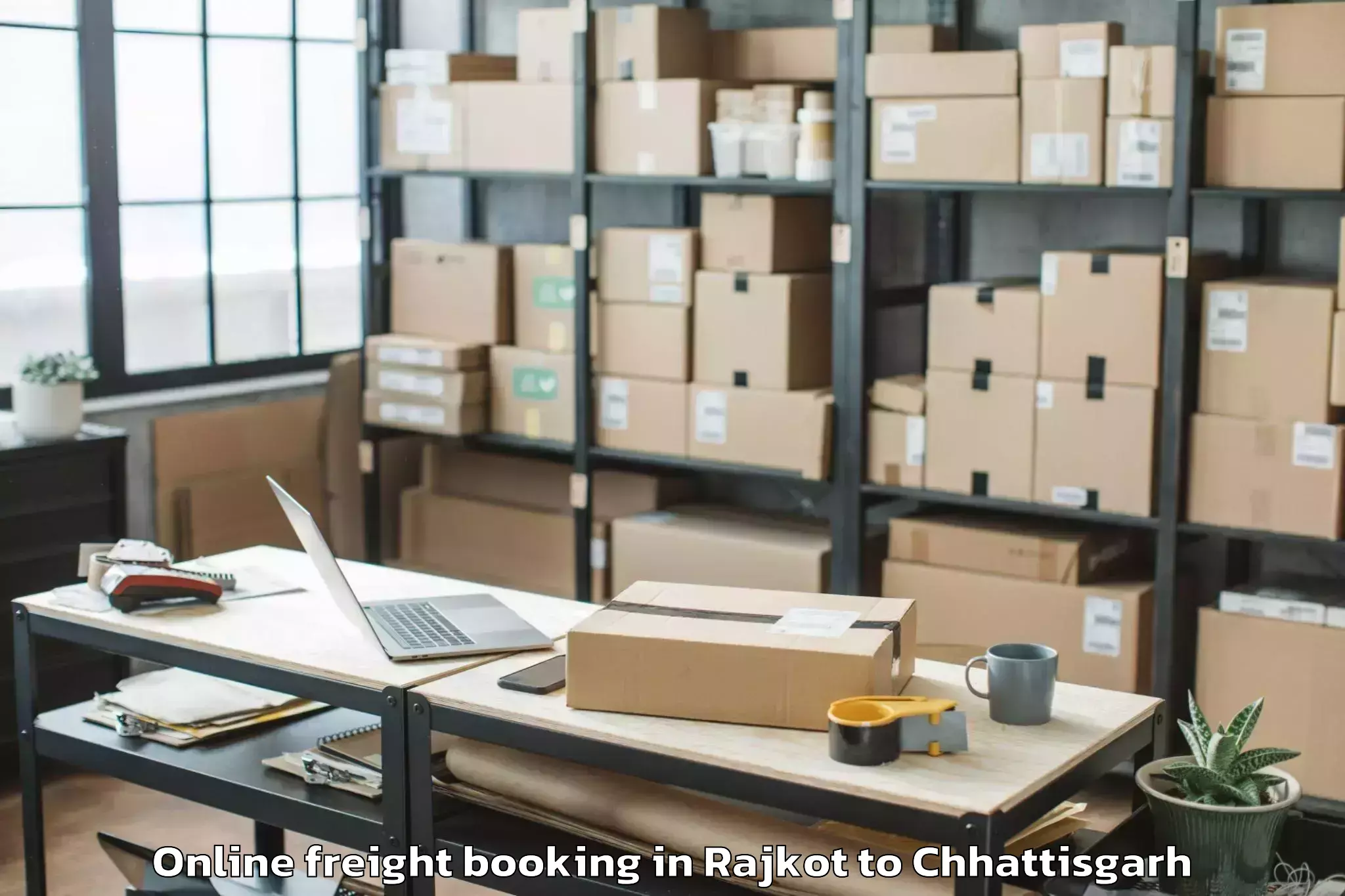 Trusted Rajkot to Bhanupratappur Online Freight Booking